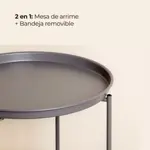 Mesa de Arrime 2 en 1 - Bandeja Removible, Apta Interior y Exterior, Negra