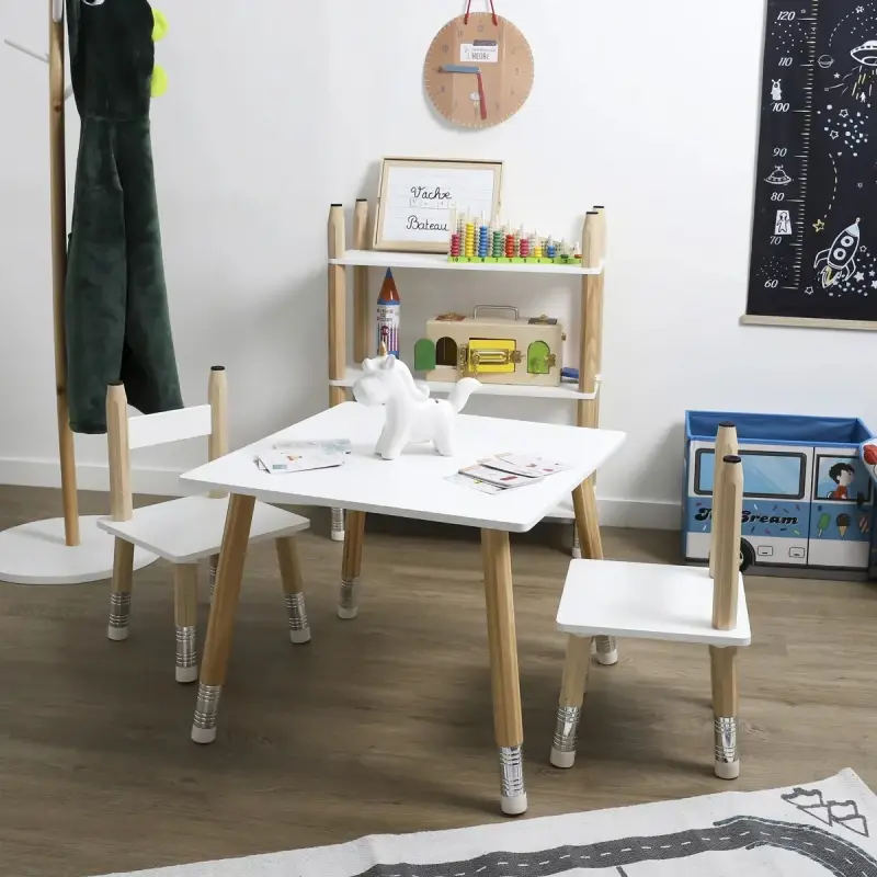 Set Mesa Infantil Proline con 2 Sillas Blanco HD6740 NS
