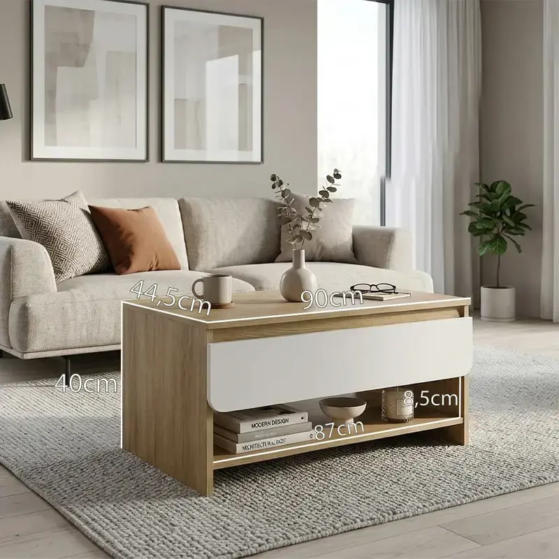 Mesa Ratona Living Con Cajón Y Estante Gacela