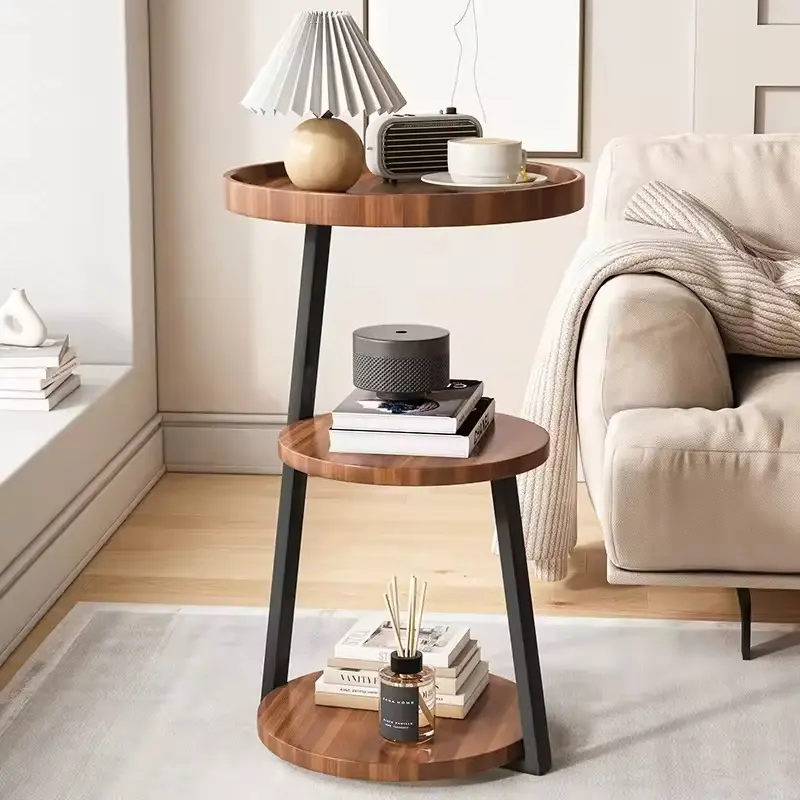 Mesa De Arrime 3 Niveles Madera Y Metal Premium 60cm Alto