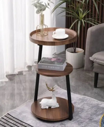 Mesa De Arrime 3 Niveles Madera Y Metal Premium 60cm Alto