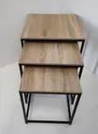 Mesa Nido Cuadrada Estilo Industrial Set X3 Unidades Hierro
