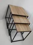 Mesa Nido Cuadrada Estilo Industrial Set X3 Unidades Hierro