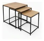 Mesa Nido Cuadrada Estilo Industrial Set X3 Unidades Hierro