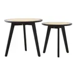 Set De Mesas Bajas You Ratonas Madera Y Rattán Sintético. Negro