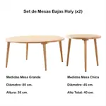 Set De Mesas Bajas Ratonas Holy De Madera De Haya Laqueadas. Natural