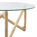 Mesa Baja Beats Ratona 80 Cm Patas Madera Y Vidrio Templado.