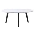 Mesa Baja - Ratona Icon Símil Mármol Patas De Madera 80 Cm. Negro