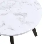 Mesa Baja - Ratona Icon Símil Mármol Patas De Madera 80 Cm. Negro