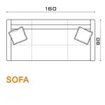 Sillon Sofa Basic Ecocuero Negro 160x75