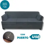 Sillón Smart 3 Cuerpos Living Box ® c/Puerto USB En Caja para armar GRIS