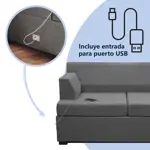 Sillón Smart 3 Cuerpos Living Box ® c/Puerto USB En Caja para armar GRIS