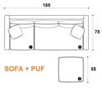 Sillón de 3 Cuerpos Esquinero Bisogno 1.85MTS Chenille Gris Pata Madera Natural - American Wood