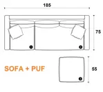 Sillón de 3 Cuerpos Esquinero Bisogno 1.85MTS Chenille Gris Pata Madera Natural - American Wood