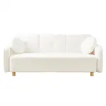Sofá Teddy 3 Cpos Tapizado Blanco Bouclé Soft 2 Almohadones Redondo