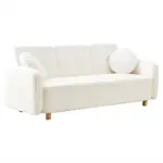 Sofá Teddy 3 Cpos Tapizado Blanco Bouclé Soft 2 Almohadones Redondo