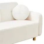 Sofá Teddy 3 Cpos Tapizado Blanco Bouclé Soft 2 Almohadones Redondo