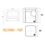 Poltrona Versa 75 x 78 con Puff Chenille Stone