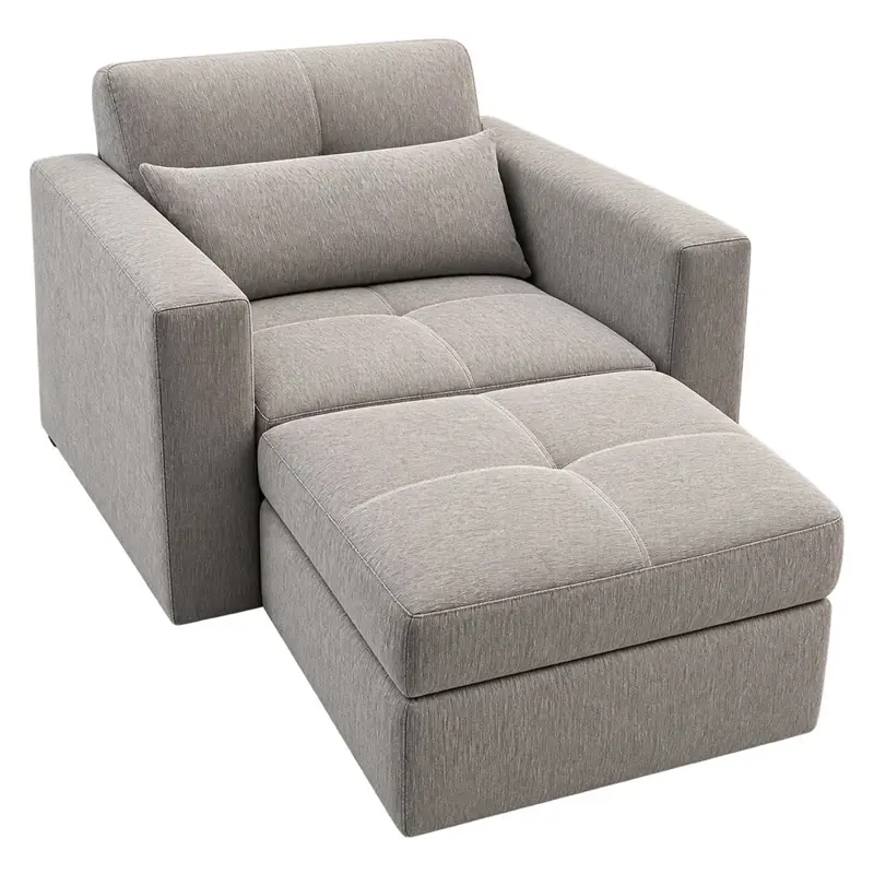 Poltrona Versa 75 x 78 con Puff Chenille Stone