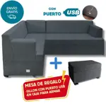 Sillón Smart 2 +2 Cuerpos Living Box ® c/Puerto USB En Caja para armar. Derecho - GRIS