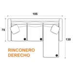 Sillón de 3 Cuerpos Esquinero Convertible 1.85MTS Ecocuero Negro