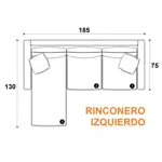 Sillón de 3 Cuerpos Esquinero Convertible 1.85MTS Ecocuero Negro