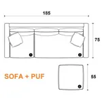 Sillón de 3 Cuerpos Esquinero Convertible 1.85MTS Chenille Gris