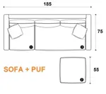 Sillón Esquinero Convertible 3 Cuerpos De Ecocuero Marrón 1.85 MTS