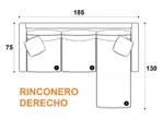 Sillón Esquinero Convertible 3 Cuerpos De Ecocuero Marrón 1.85 MTS