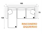 Sillón Esquinero Convertible 3 Cuerpos De Ecocuero Marrón 1.85 MTS