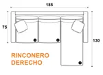 Sillón de 3 Cuerpos Esquinero Convertible 1.85MTS Chenille Gris