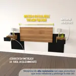 Respaldo Centro Estant Con Estantes Y Mesas De Luz Negro