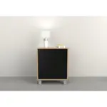 Mesa de luz minimal 1 puerta 1 cajon Olmo con Negro