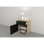 Mesa de luz minimal 1 puerta 1 cajon Olmo con Negro