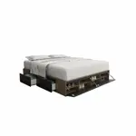 Box Cama Cajonera Base Sommier Zapatero King Size 200x200 Nogal-Negro