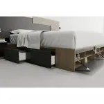 Box Cama Cajonera Base Sommier Zapatero King Size 200x200 Nogal-Negro