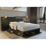 Box Cama Cajonera Base Sommier Zapatero King Size 200x200 Nogal-Negro