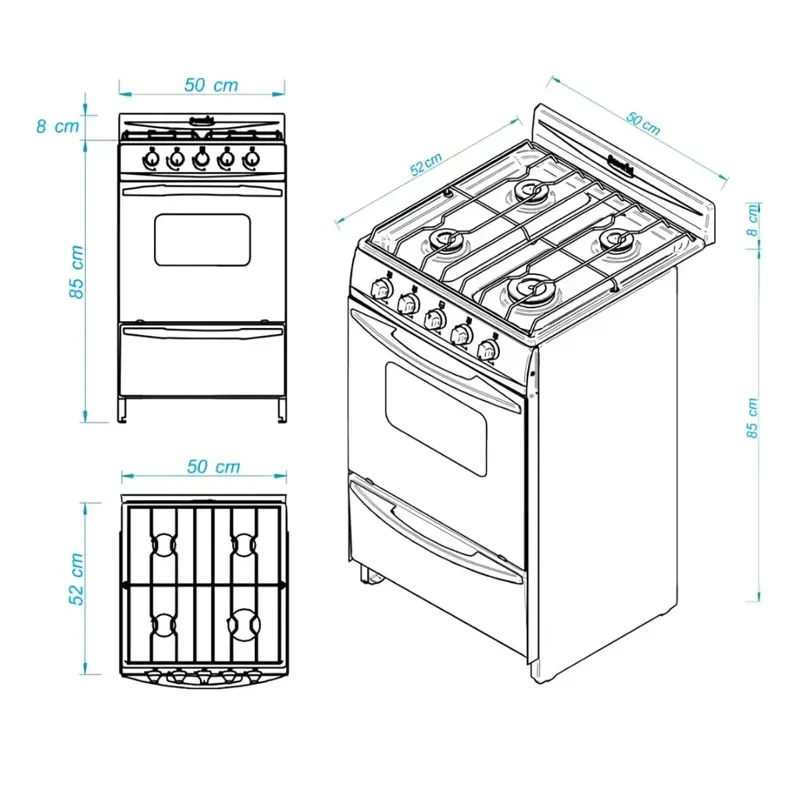 cocina palace blanca 50cm gas envasado escorial