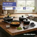 Bateria de Cocina Hamilton Beach Aluminio 10 Piezas Negro SOU24HB-NS
