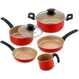 Set Batería De Cocina Oliveira 5 Pz Aluminio Antiad....