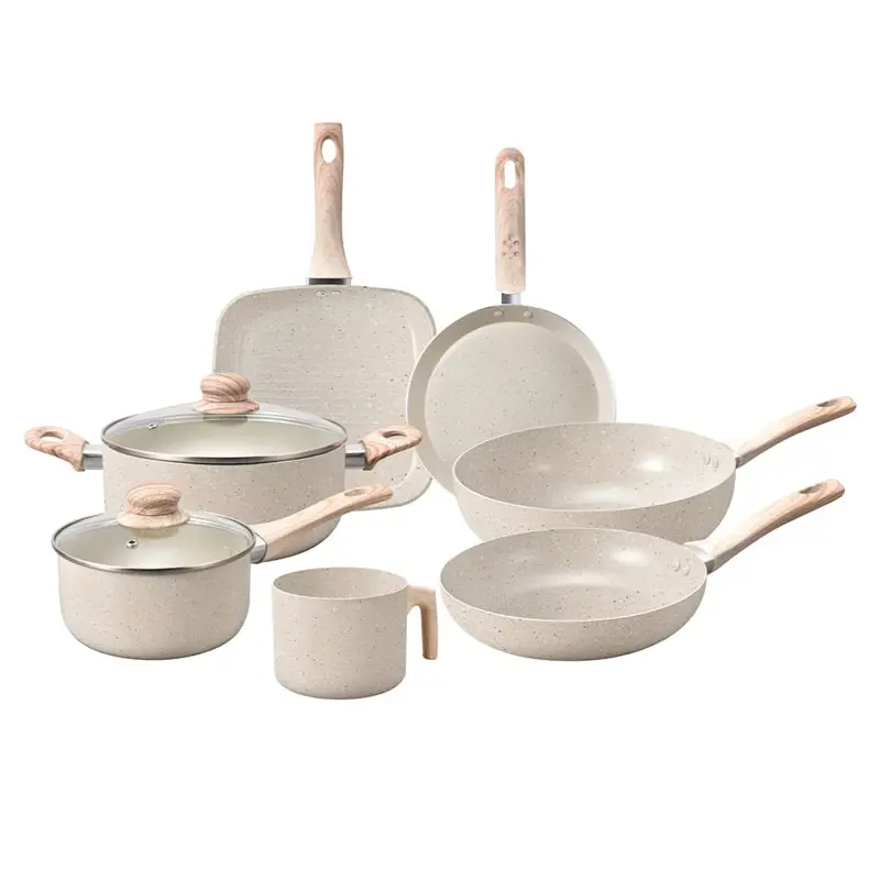 Batería de Cocina Set de Ollas Cuk By Gadnic 9 Piezas Granito Stone Antiadherente