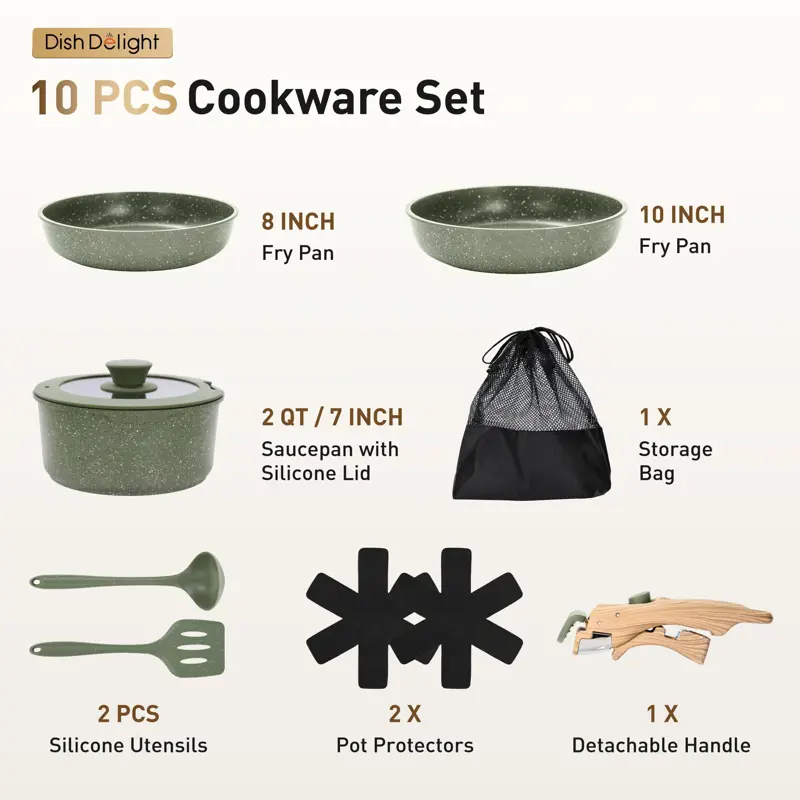 Set Ollas Sartenes Desmontables DishDelight 10 Piezas