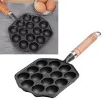 Sartén para takoyaki de 14 cavidades, antiadherente, de hierro fundido con mango