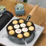 Sartén para takoyaki de 14 cavidades, antiadherente, de hierro fundido con mango
