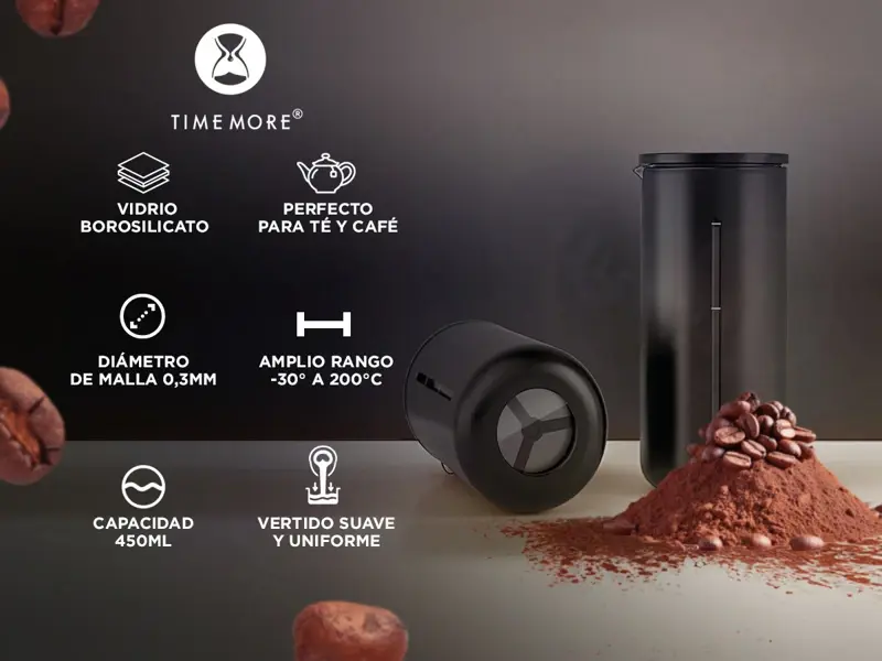 Kit De Molinillo Prensa Francesa Y Termómetro Time More Barista