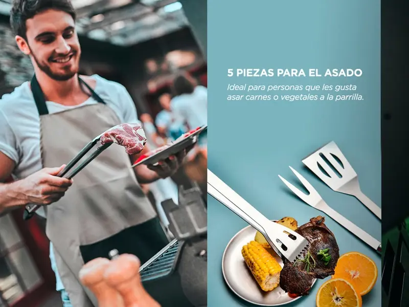 Kit Para Parrilla 5 Piezas Acero inoxidable