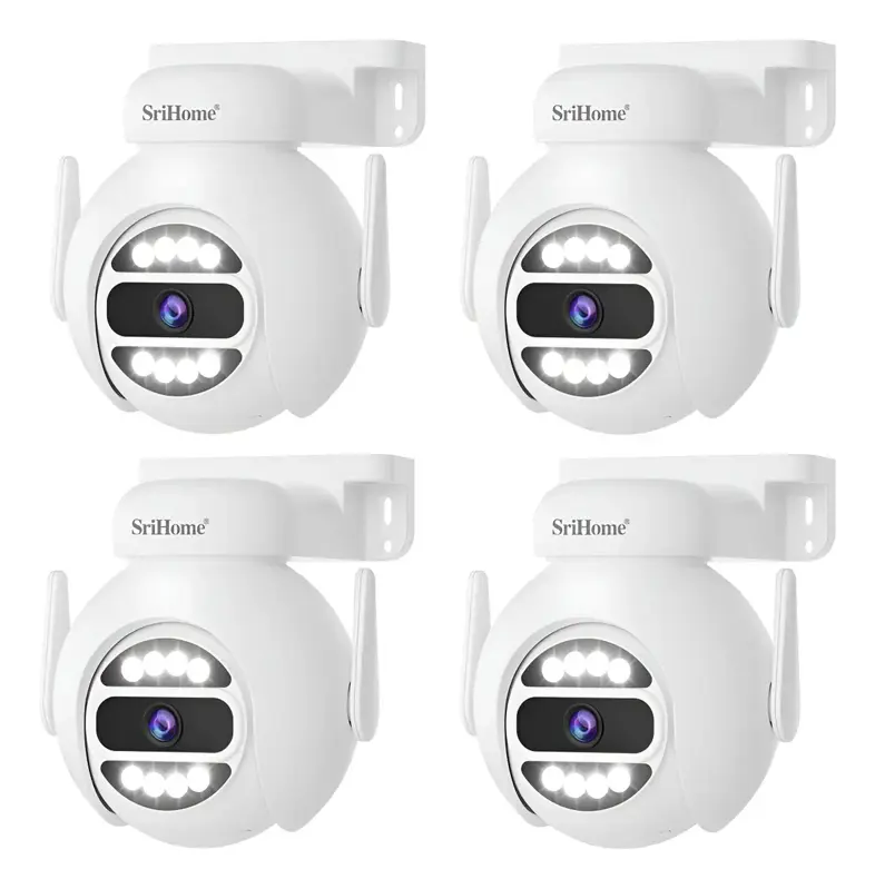 Kit 4 Cámaras Domo Ip Wifi 5g 4mp Hd, Audio 2 Vías Nocturna Blanco