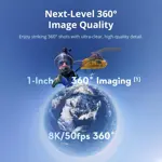 Cámara DJI Osmo 360 Combo para Esquí 8K Sensor de 1 Pulgada 360°