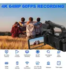 Cámara De Video 4k 64mp Para Vlogging Y Youtube - Negro