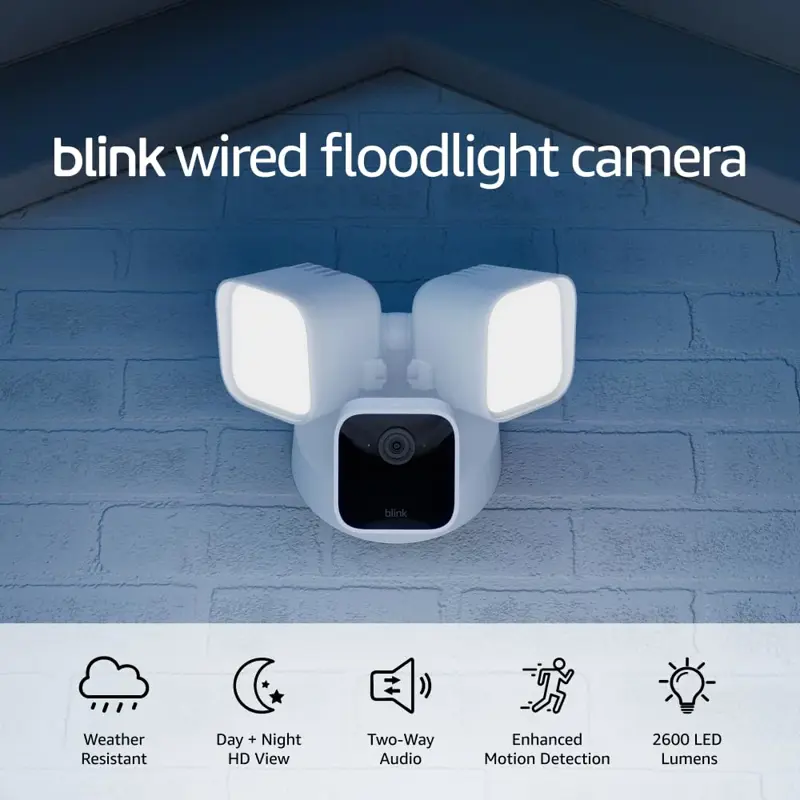 Cámara De Seguridad Inteligente Blink Wired Floodlight Camera BFM00100UW Con Foco LED 2600 Lúmenes